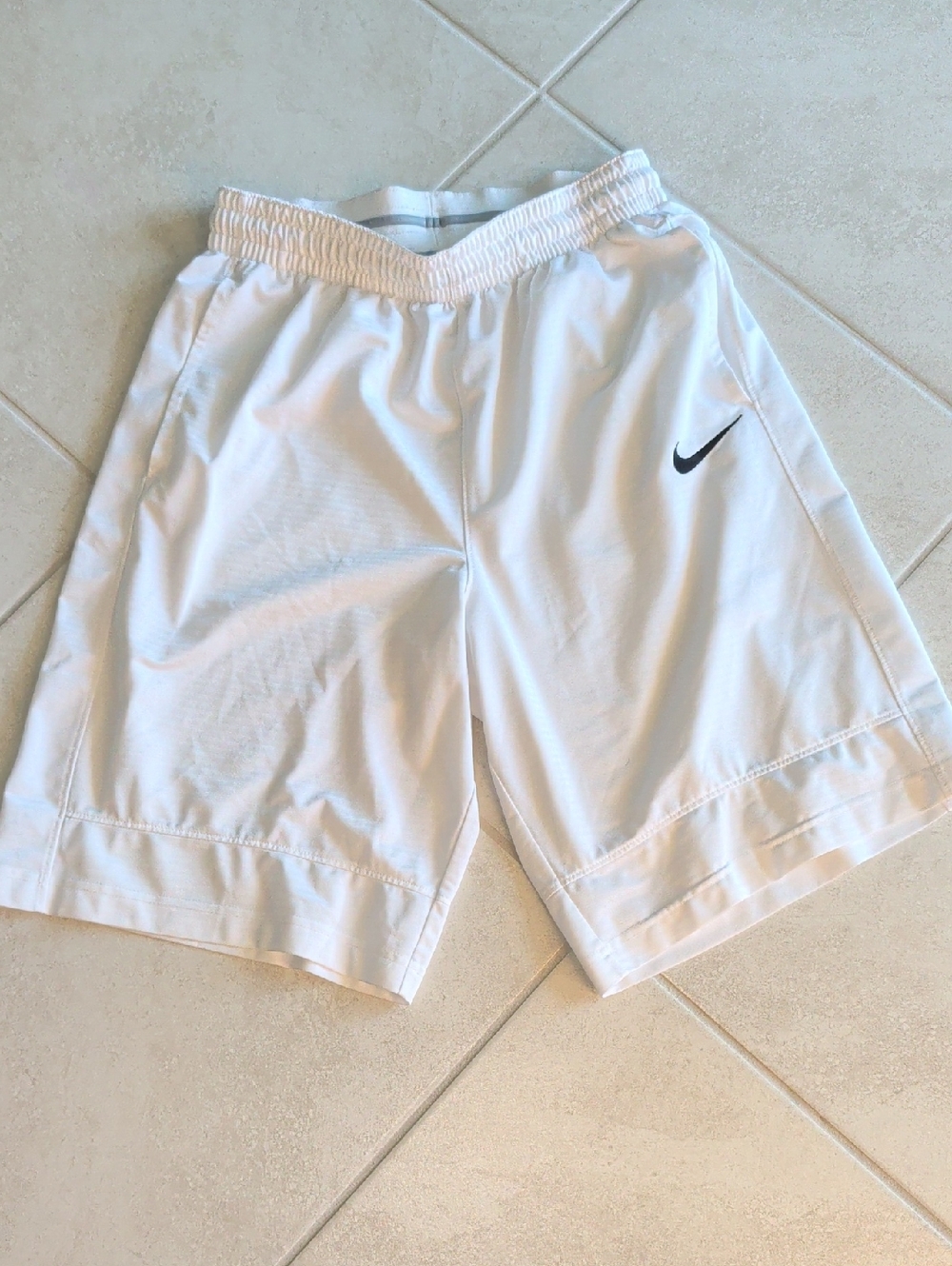 Nike White Performance Shorts with Black Swoosh